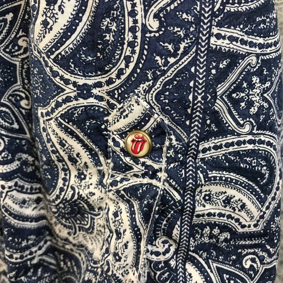 Rolling Stones Riff Stars Mens XL Shirt Button Front 100% Cotton All Over Print - Picture 10 of 11